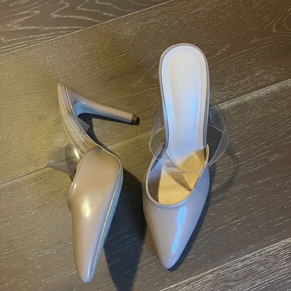 Clear strap pointed nude mules - Picture 2 of 2
